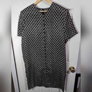 Leslie Fay Vintage black & off white dress with faux button front size 16